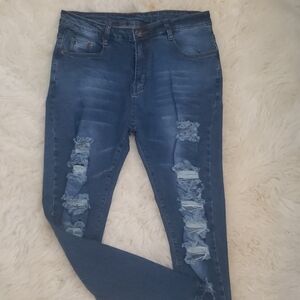 Blue Jeans High Waist Stretch